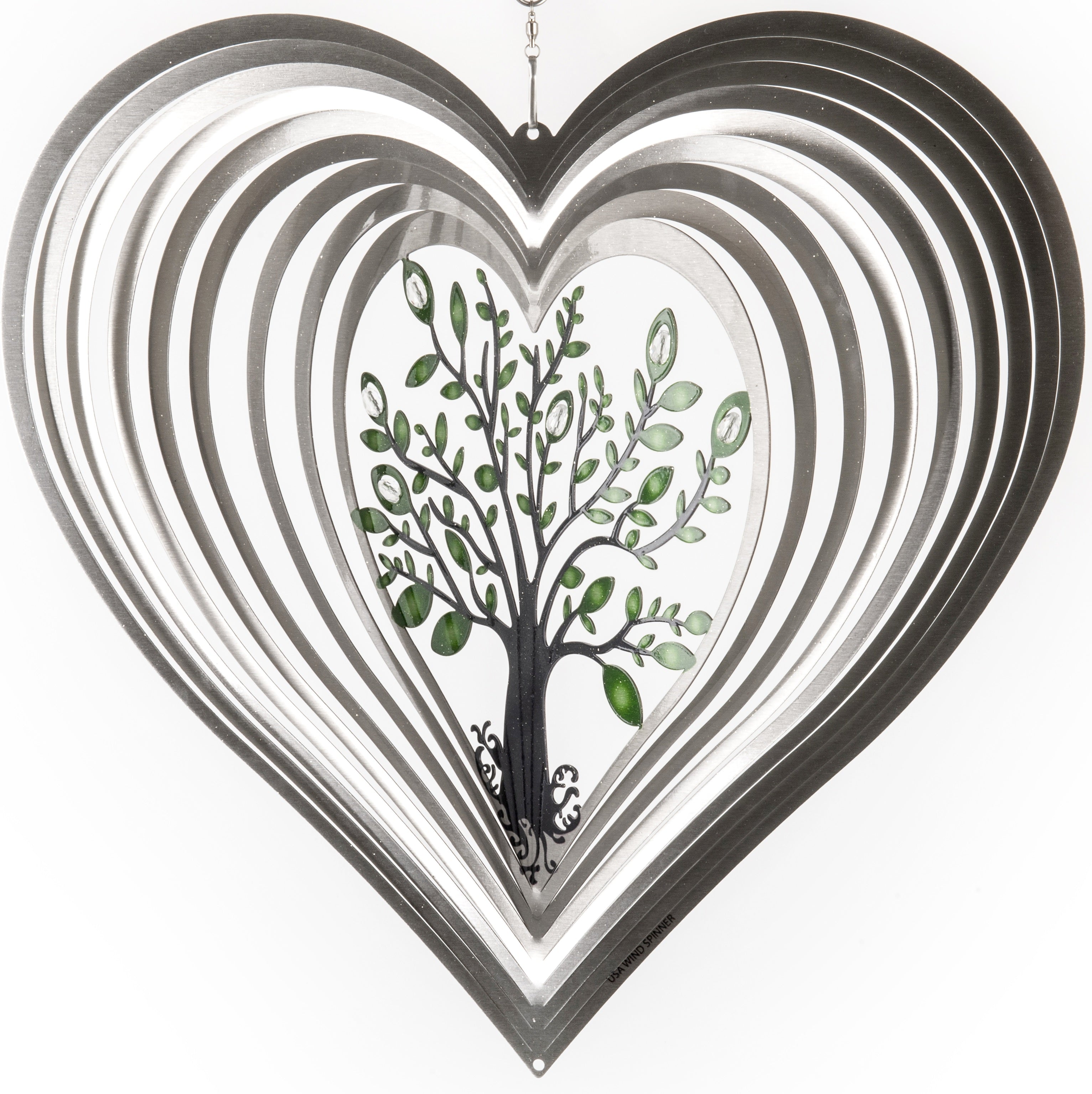 Silver Crystal Hearted Tree Of Life Design 15"