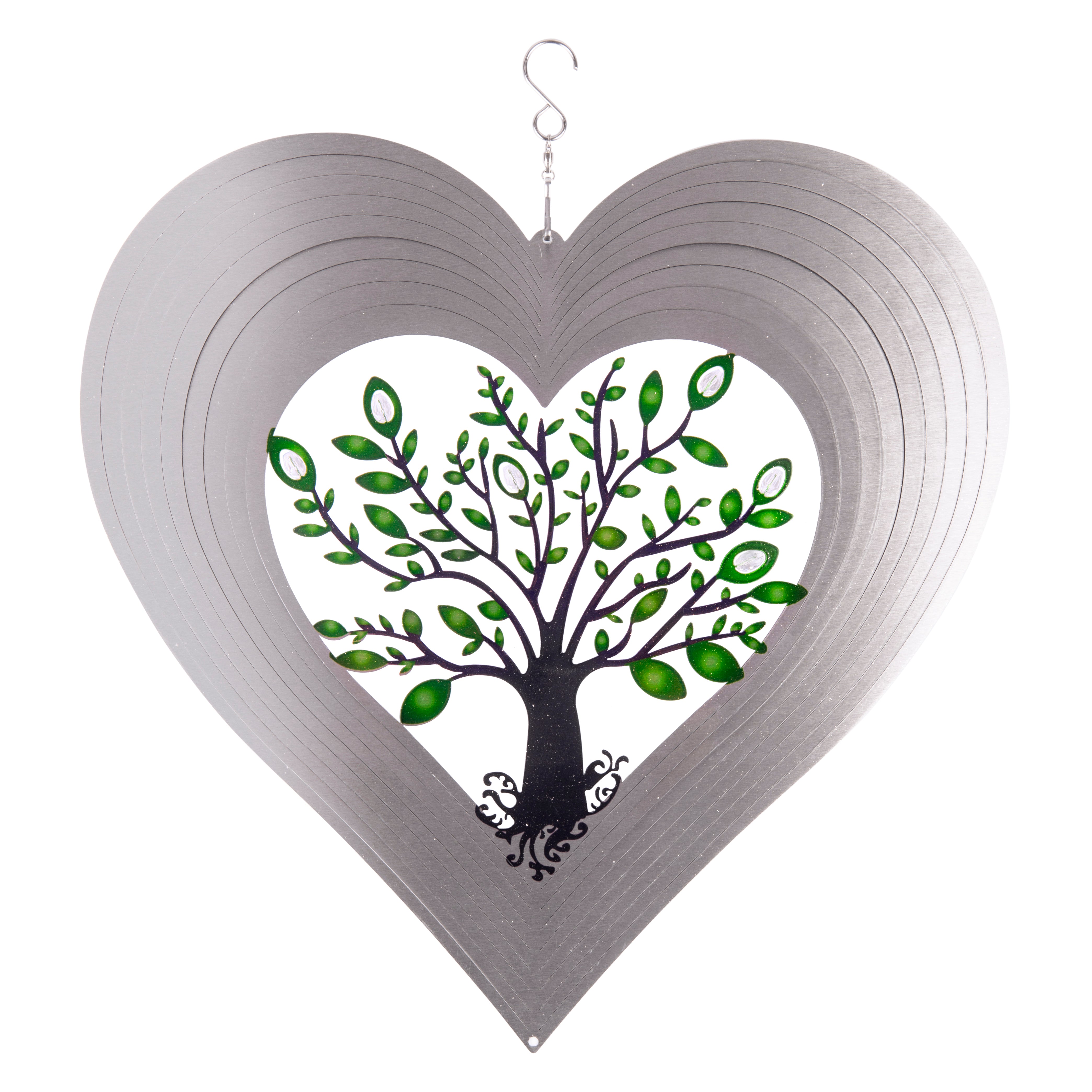 Silver Crystal Hearted Tree Of Life Design 15"